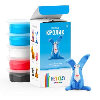 Воздушный пластилин для лепки "HEY CLAY "Залипаки" Кролик" (набор 5 банок)