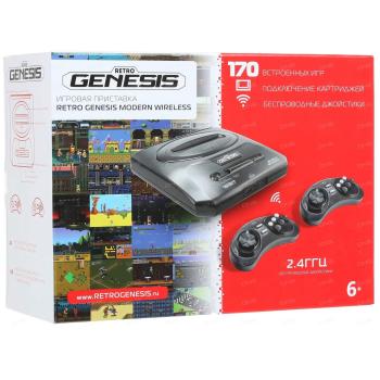 Sega Retro Genesis Modern Wireless (170 в 1) + 170 встроенных игр + 2 беспроводных геймпада (Черная)