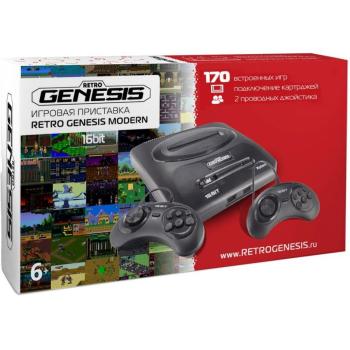 Sega Retro Genesis Modern (170 в 1) + 170 встроенных игр + 2 проводных геймпада (Черная)